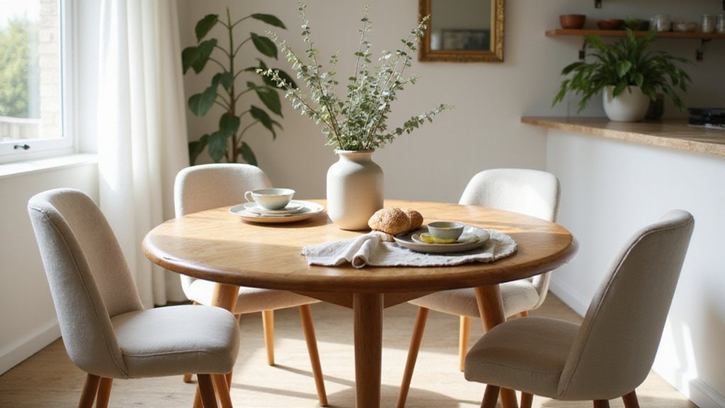 cozy four person round dining